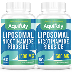 Aquifoly liposomal nicotinamide riboside softgels bottle highlighting easy daily use and absorption