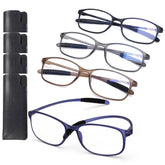 AQWANO 4-pack flexible reading glasses for desk, bag, and travel use.