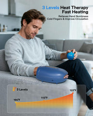 Arace compact design hand massager fits easily on a desk workspace.
