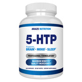 Arazo Nutrition 5-HTP Calcium bottle label shows 99% purity.