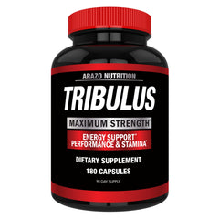 Arazo Nutrition Tribulus 1500mg powder bottle shown for energy support and performance