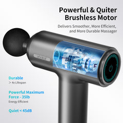 Arboleaf massage gun with quiet brushless motor for deep percussion