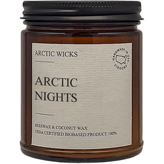 Arctic Wicks scented coconut beeswax candle in amber glass for a clean aroma