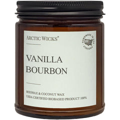 Arctic Wicks Vanilla Bourbon candle closeup with rich vanilla aroma for cozy evenings