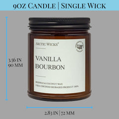 Arctic Wicks Vanilla Bourbon candle packaging shown, gift-ready presentation