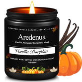 Aredenua Vanilla Pumpkin Candle burning to warm a cozy living room ambiance.