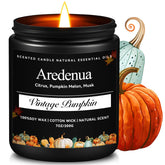 Aredenua Vintage Pumpkin Candle in amber jar for cozy holiday ambiance