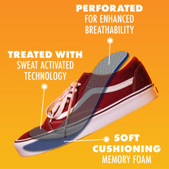 Arm & Hammer odor-control technology with baking soda visible on the insole surface.