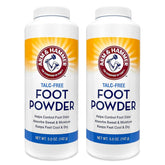 Arm & Hammer polvo para pies sin talco, empaque de dos frascos para uso diario.