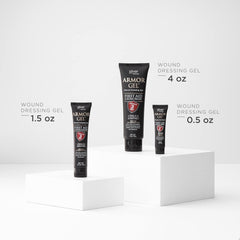 Armor Gel texture close-up shows clear, soothing consistency.