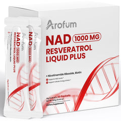 Arofum NAD liquid bottle pour illustrates quick absorption and smooth taste.