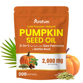 Arofum pumpkin seed oil softgels bottle for daily vitality.