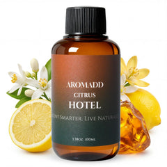 Aromadd Citrus diffuser oil bottle for hotel-inspired room scent.