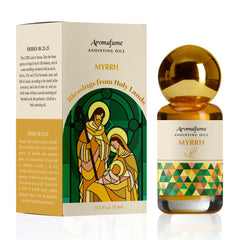 Aromafume Myrrh Anointing Oil bottle pours for sacred rituals.