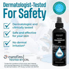 Aromasong magnesium spray mist applied to skin for quick absorption.