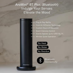 AromaTech AroMini BT Plus diffuser silver top view showcasing sleek, premium design