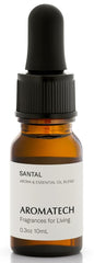 Aromatech Santal bottle pour showing warm amber vanilla notes for cozy spaces
