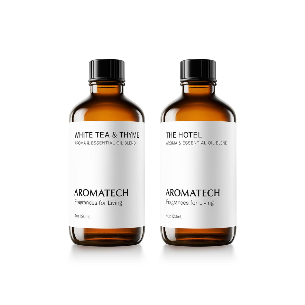 AromaTech The Hotel diffuser set bottle for crisp luxury ambiance in any room.