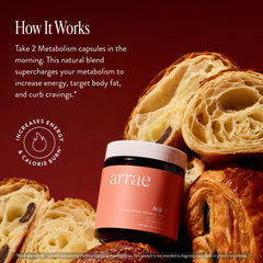 Arrae MB-1 capsules in hand supporting energy balance.