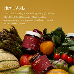 Arrae MB-1 bottle label highlighting ingredients for balanced wellness.
