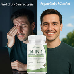 Art anime Evervision label detail highlights lutein and zinc for antioxidant support.
