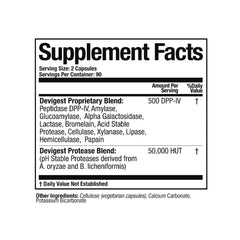 Arthur Andrew Medical Devigest ADS bottle back with dosage and gluten sensitivity details