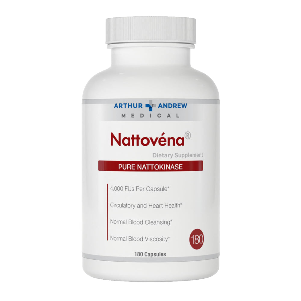 Arthur Andrew Medical Nattovena bottle front displaying high potency nattokinase for daily wellness