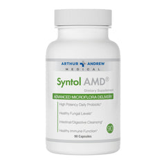 Arthur Andrew Medical Syntol bottle front promotes gut balance and everyday wellness.