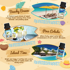 ARVIDSSON Island Time oils create tropical mood for a quick home escape.