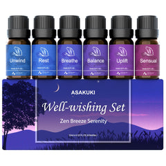 ASAKUKI Zen Breeze Serenity Breathe bottle beside a diffuser for calming ambience
