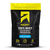 Ascent 100% Whey Protein unflavored 2 lb bag blends smoothly into shakes.