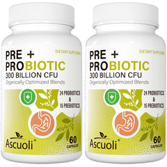 Ascuoli Probiotics 300B CFU bottle supports digestive balance and daily comfort.