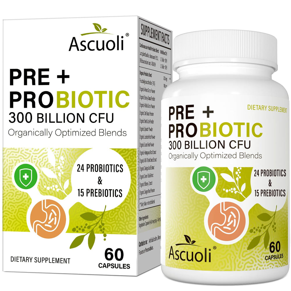 Ascuoli Probiotics bottle closed for convenient daily digestion support.