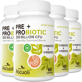 Ascuoli Probiotics bottle front shows daily gut support for overall wellness.