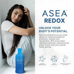 ASEA Redox bottle with heartbeat graphic implies better blood flow and vascular responsiveness