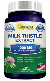 aSquared Milk Thistle bottle with 200 capsules for daily use.