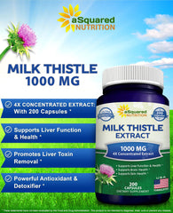 aSquared Milk Thistle capsules at 1000mg dosage for easy daily intake.