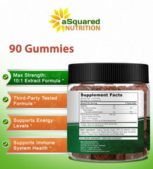 aSquared Nutrition Citrus Bergamot Gummies label highlights 500mg per serving potency.