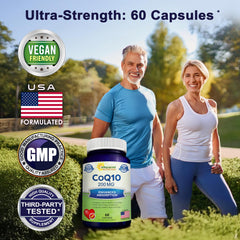 aSquared Nutrition CoQ10 bottle back view showing ingredients and supplement facts for transparency.