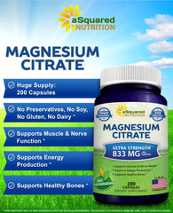 aSquared Nutrition Magnesium Citrate serving information emphasizes high absorption