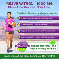 aSquared Nutrition resveratrol capsules close-up highlights high-potency 1000 mg per serving.