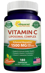 aSquared Nutrition Vitamin C Liposomal bottle with high strength absorption benefits.