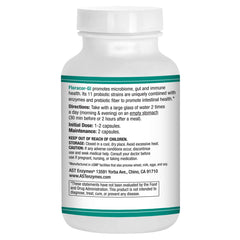 Floracor-GI label close-up highlighting probiotic and enzyme blend.