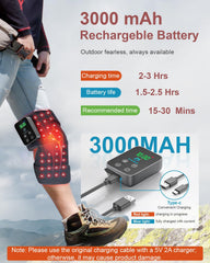 Astarexin knee wrap with detachable controller for cordless use.