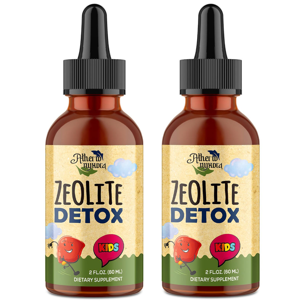 Atherionyxora Zeolite Detox for Kids bottle pour enables simple daily dosing