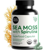Atlantic Naturals Sea Moss with Spirulina capsules bottle for convenient daily wellness support