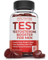 Atlantis Nutrition Testosterone Booster gummies bottle for energy support in daily routine