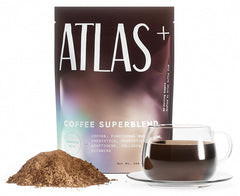 Atlas Coffee Club Atlas+ Superblend bag highlighting premium mushroom blend.