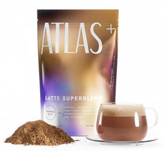 Atlas Coffee Club Latte Superblend pack shot highlighting premium ingredients