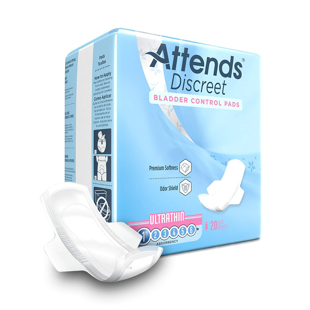 Attends Discreet Bladder Pad, 9-inch length, discreet protection for daily activities.
